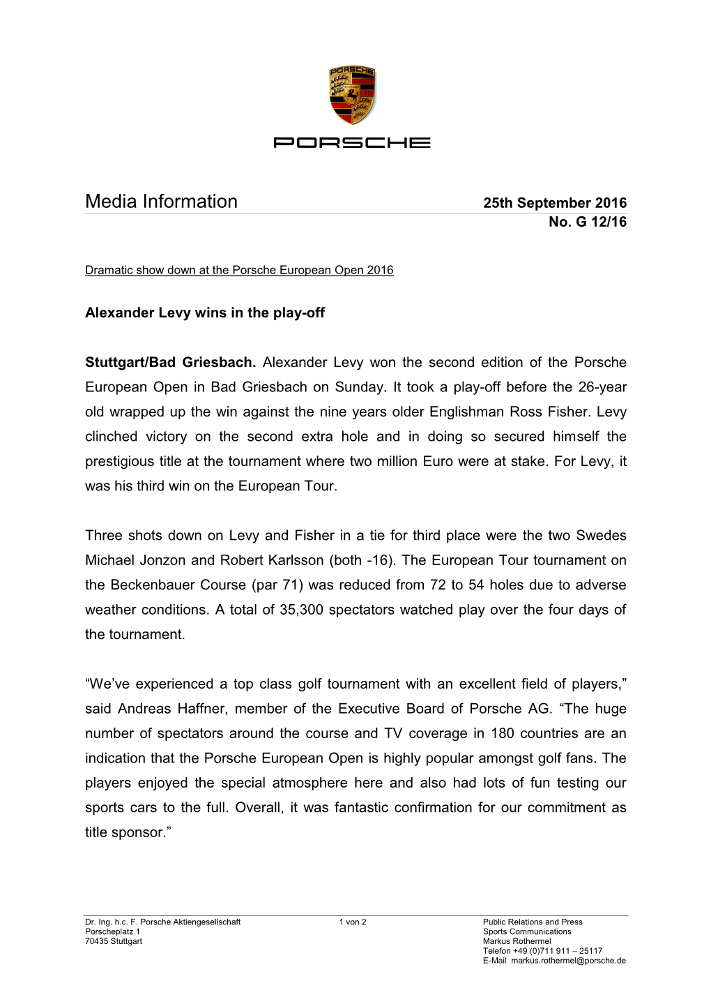 Media Information 25Th September 2016 No