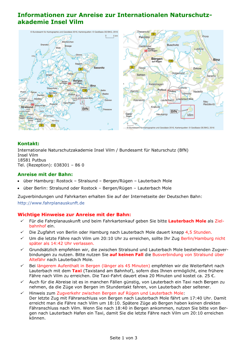 Informationen Zur Anreise Zur Insel Vilm