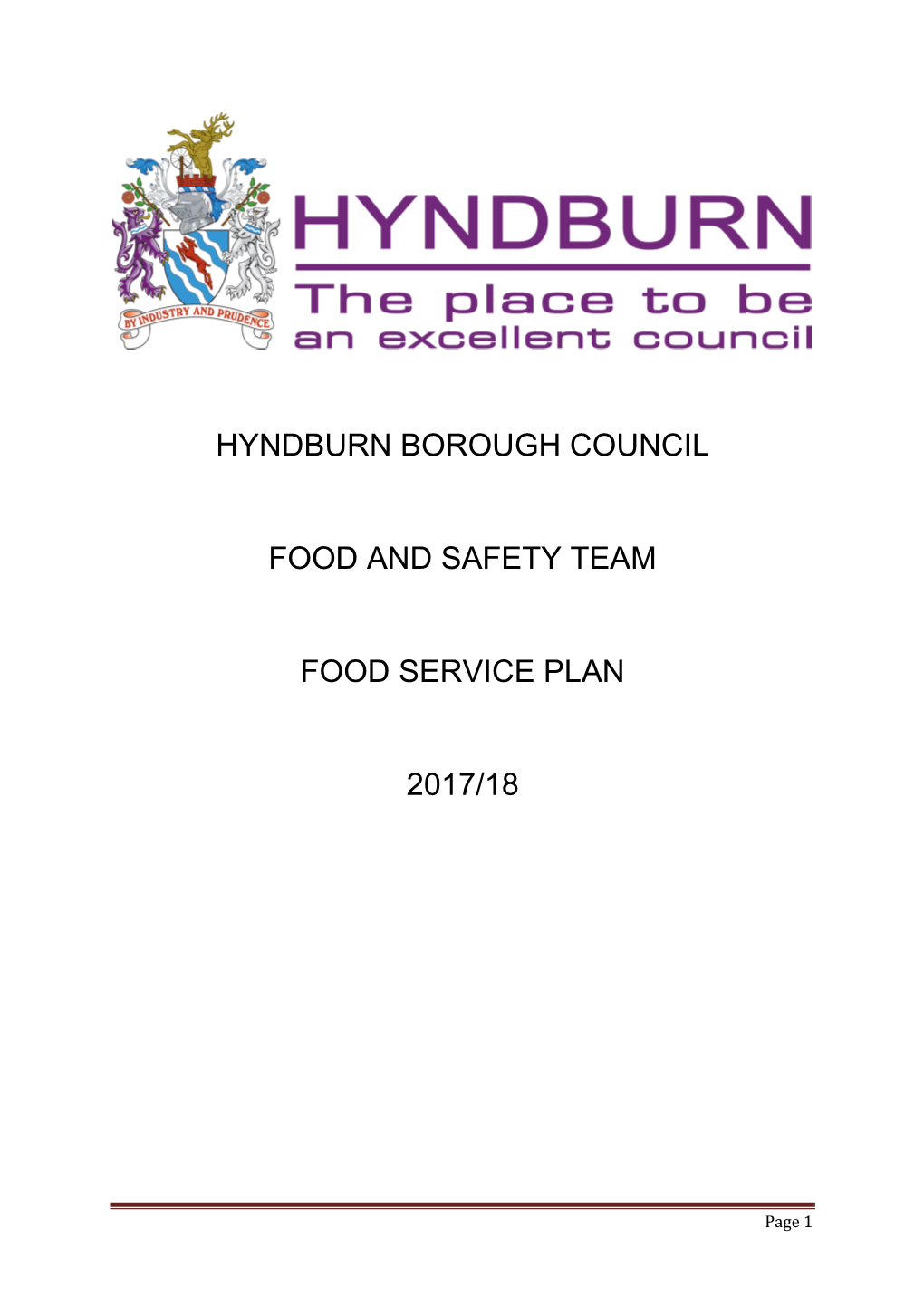 Hyndburn Borough Council Food and Safety Team Food Service Plan 2017/18