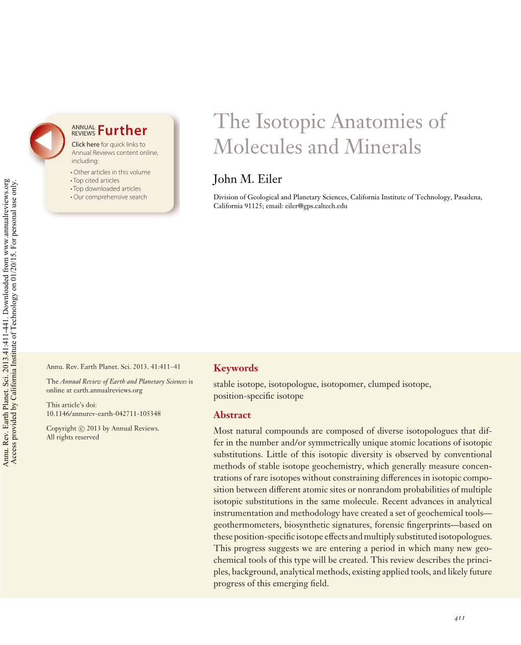 The Isotopic Anatomies of Molecules and Minerals