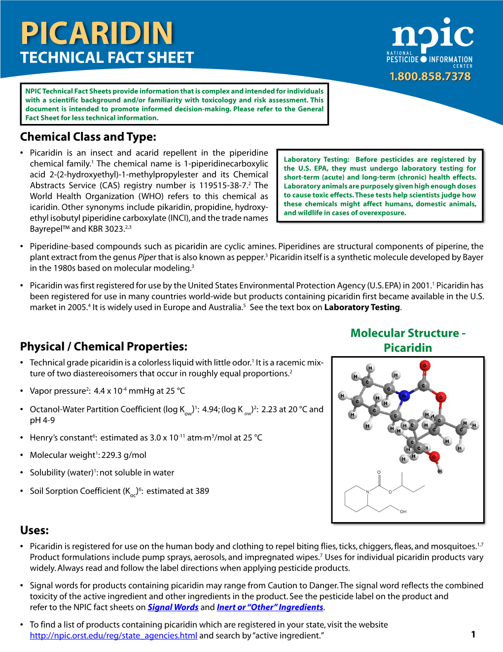 Picaridin Technical Fact Sheet