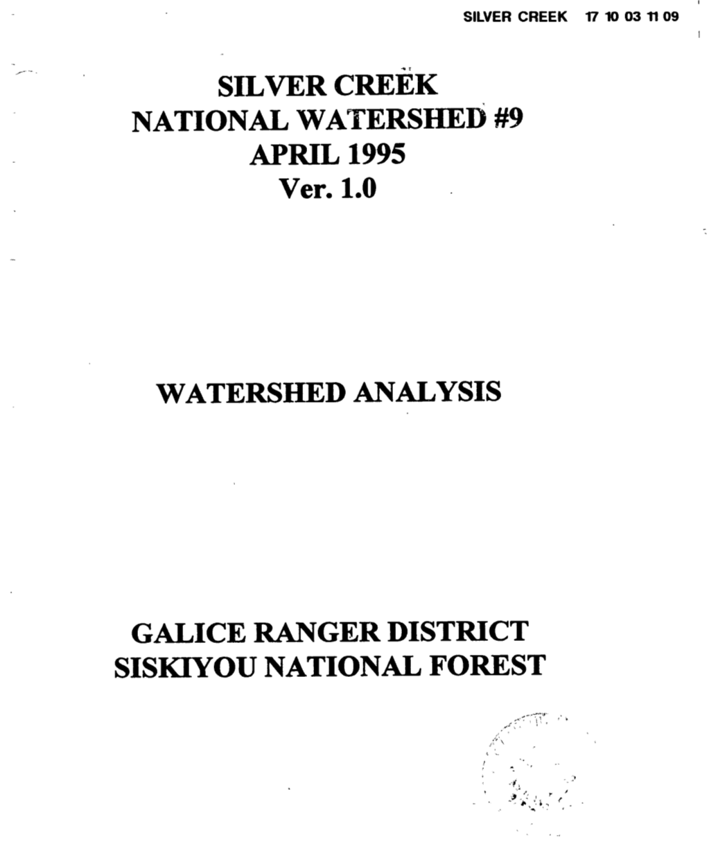 Silver Creek Watershed Analysis (1995)