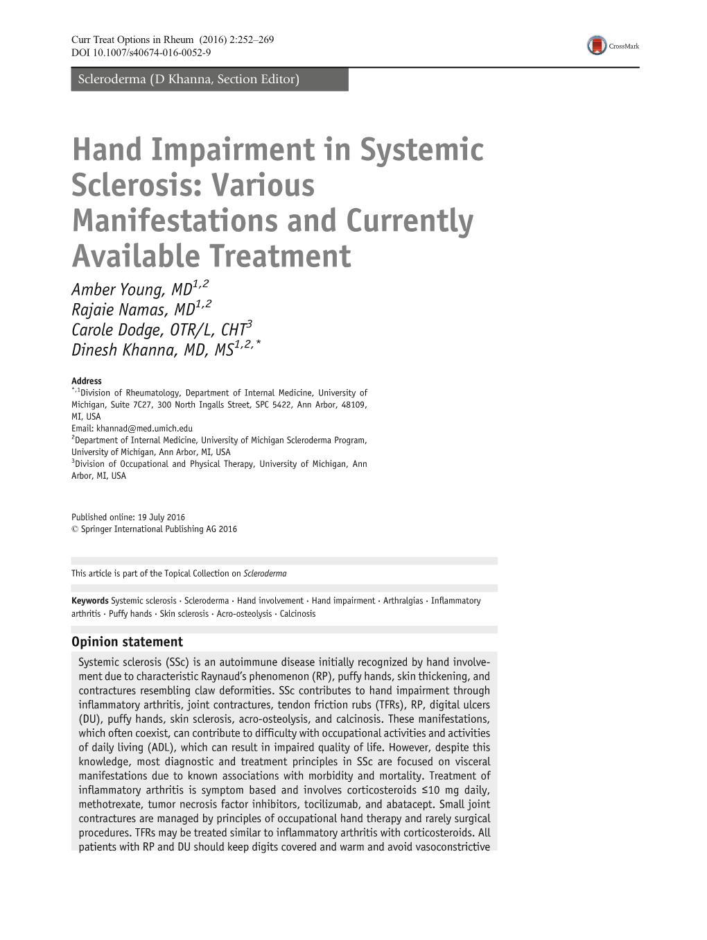 Hand Impairment in Systemic Sclerosis: Various Manifestations