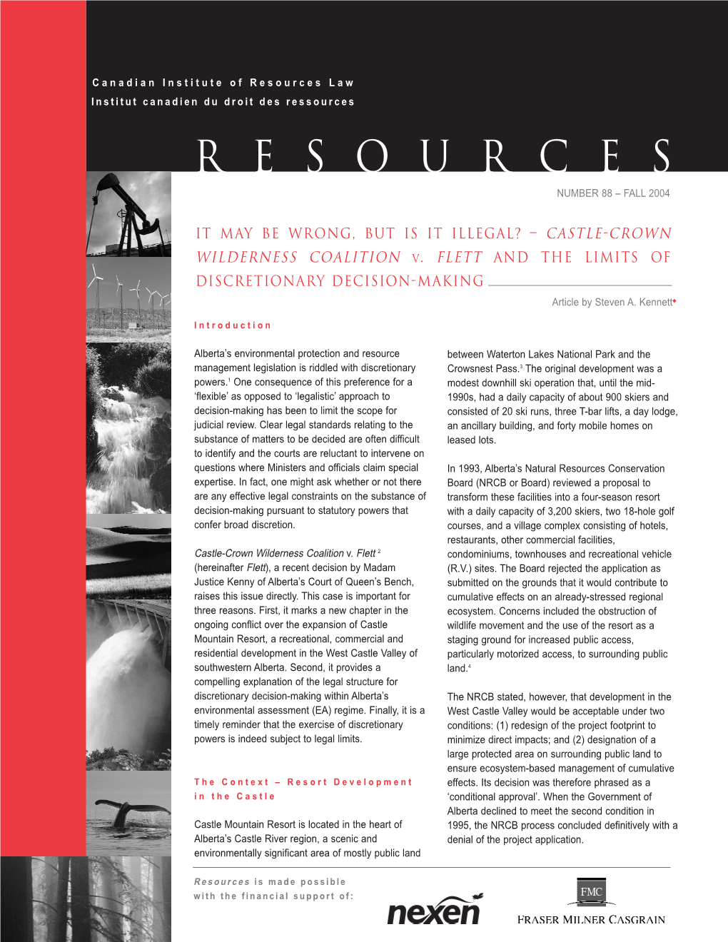 Resources Law Institut Canadien Du Droit Des Ressources RESOURCES