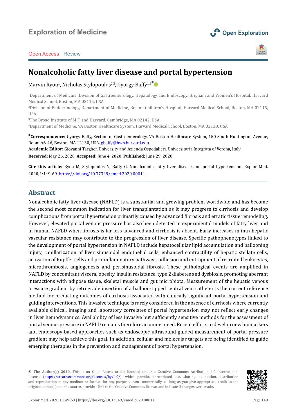 Nonalcoholic Fatty Liver Disease and Portal Hypertension Marvin Ryou1, Nicholas Stylopoulos2,3, Gyorgy Baffy1,4*