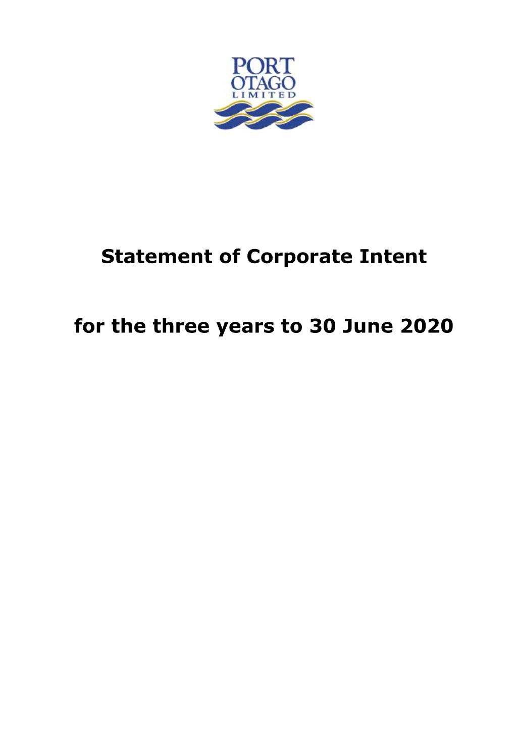 Statement of Corporate Intent for the Three Years to 30 June 2020