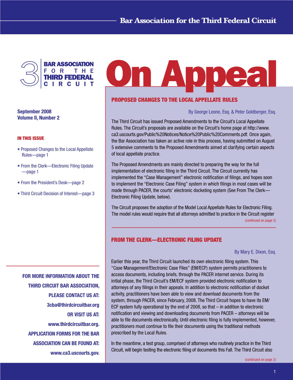 Third Circuit Bar Association Newsletter 2-2 September 2008