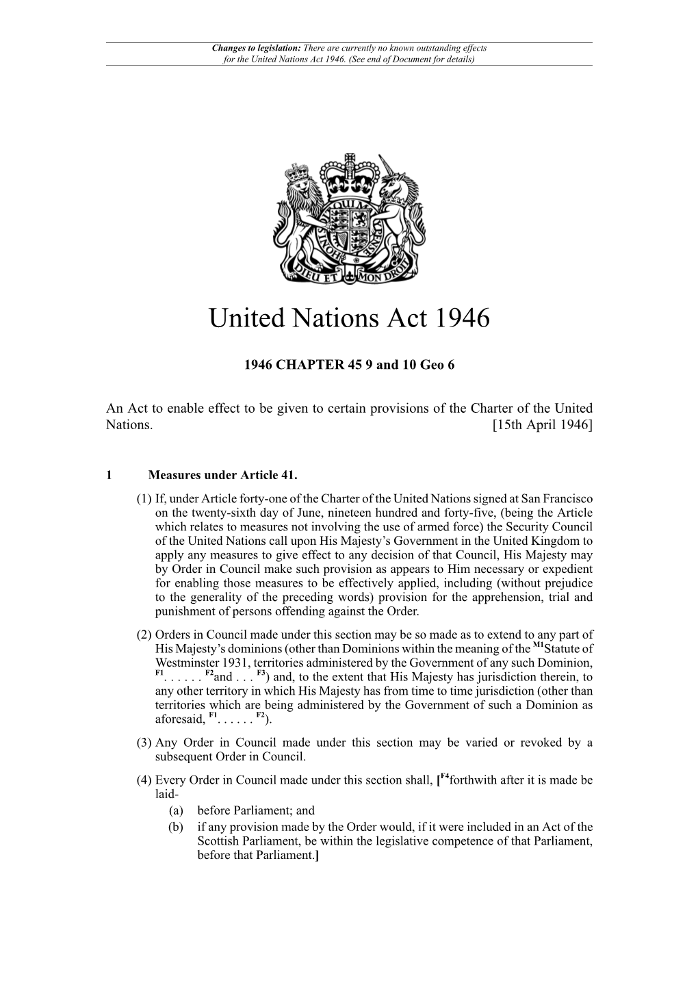 United Nations Act 1946