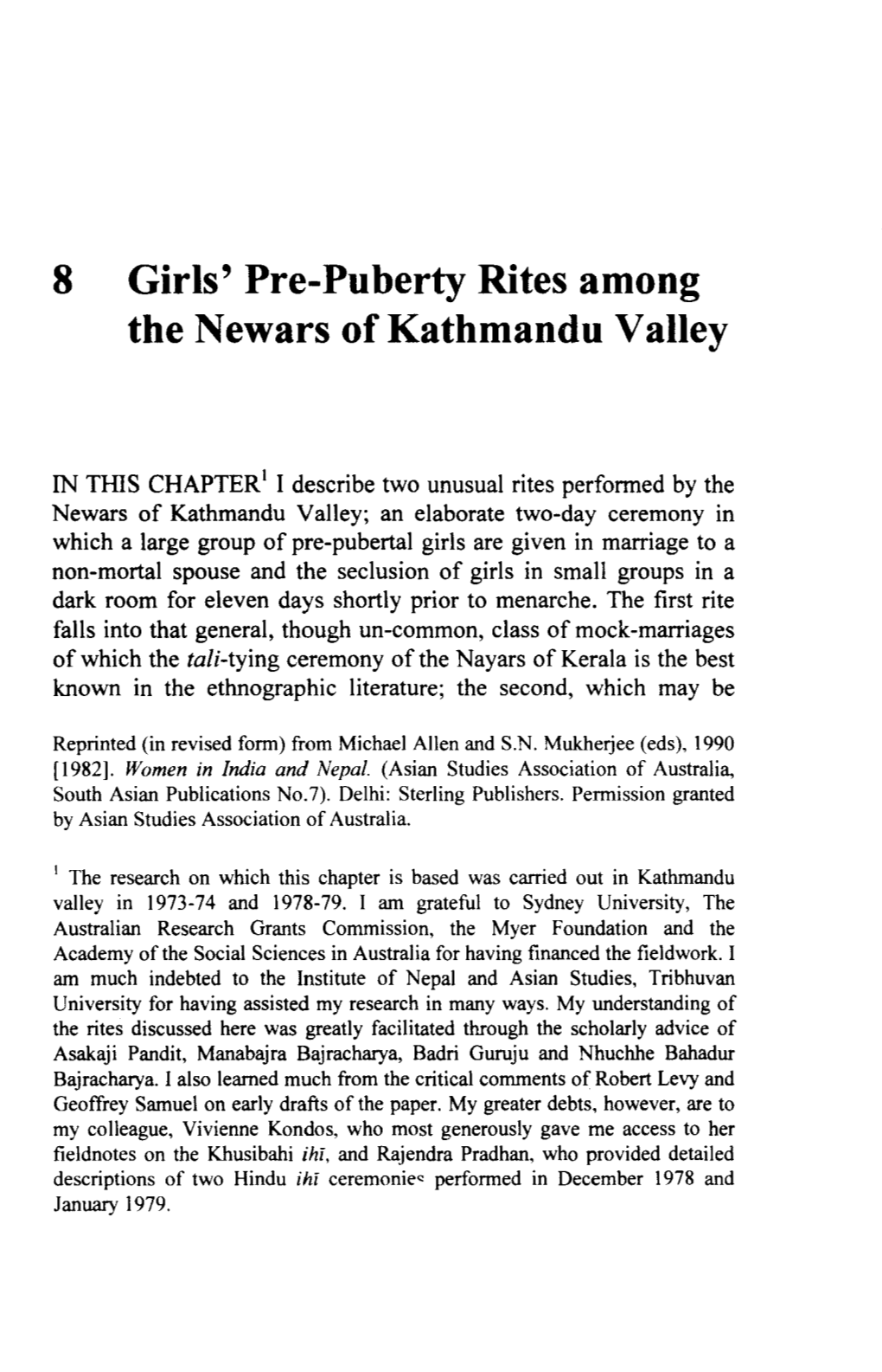 8 Girls' Pre-Puberty Rites Among the Newars of Kathmandu Valley