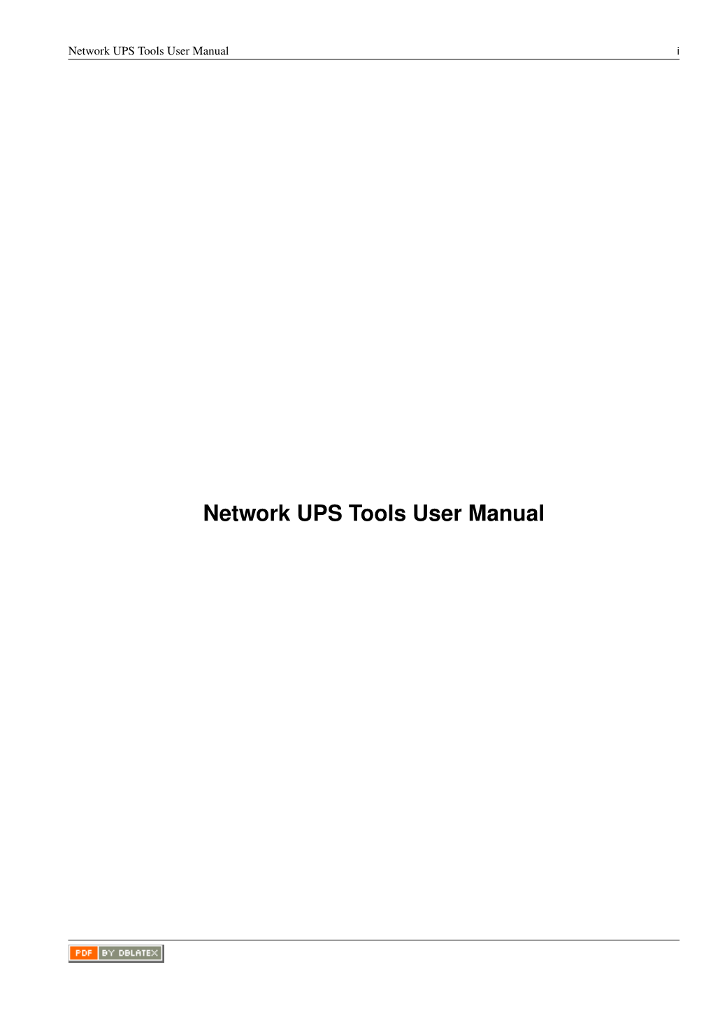 Network UPS Tools User Manual I