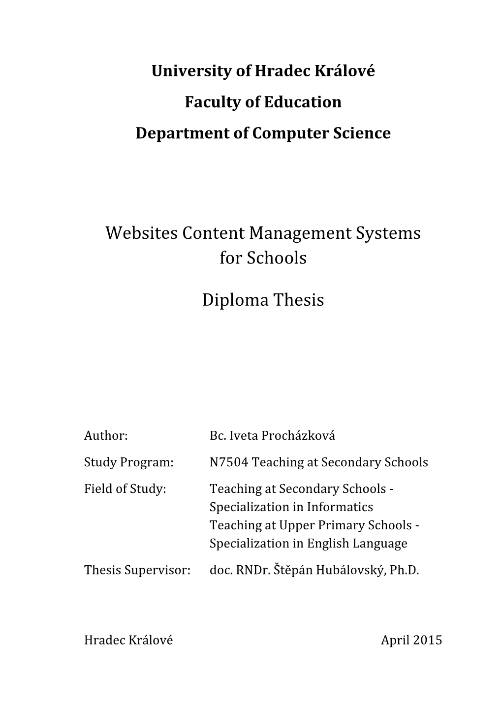 Websites Content Management Systems for Schools Diploma Thesis