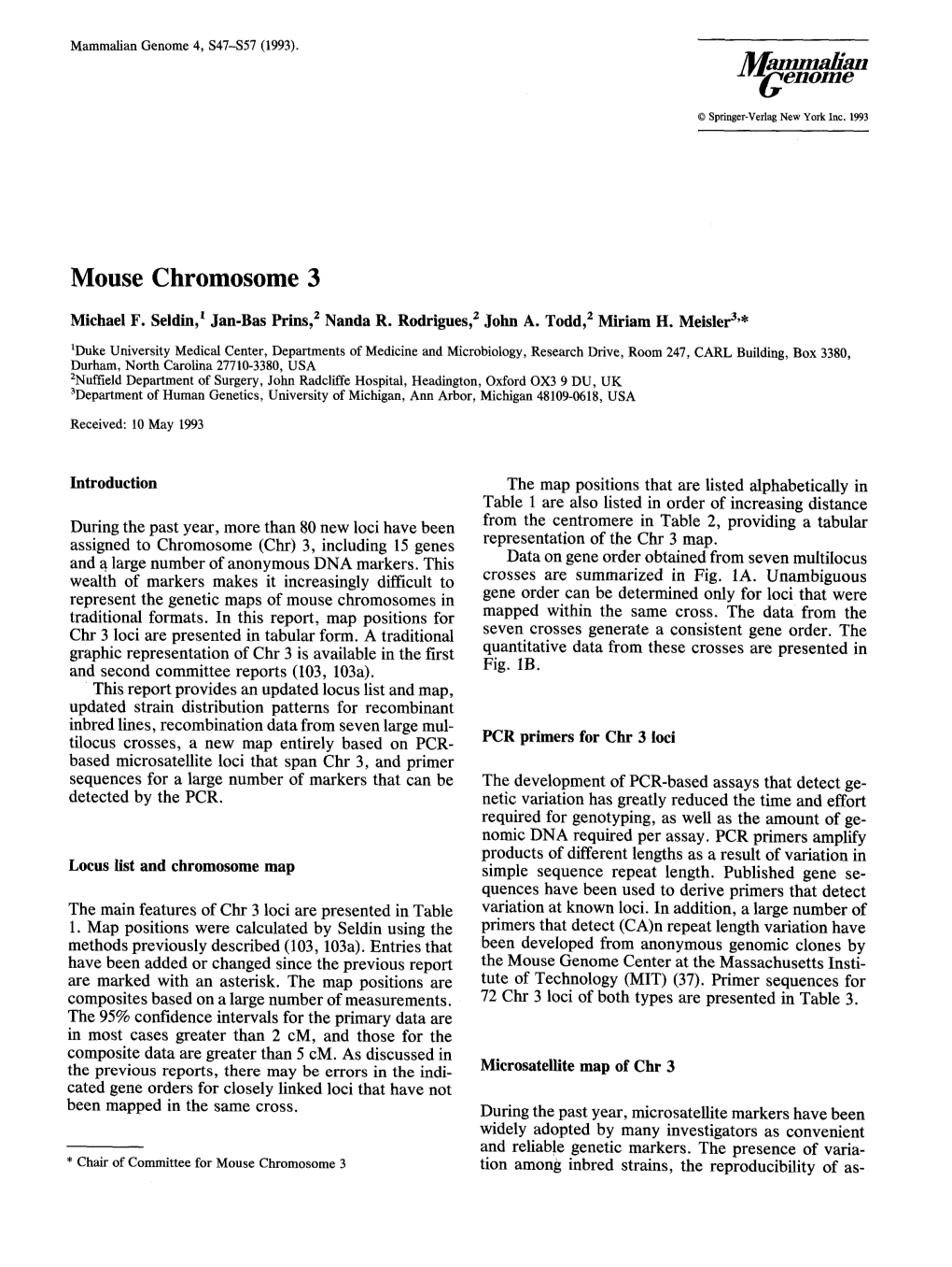 Mouse Chromosome 3