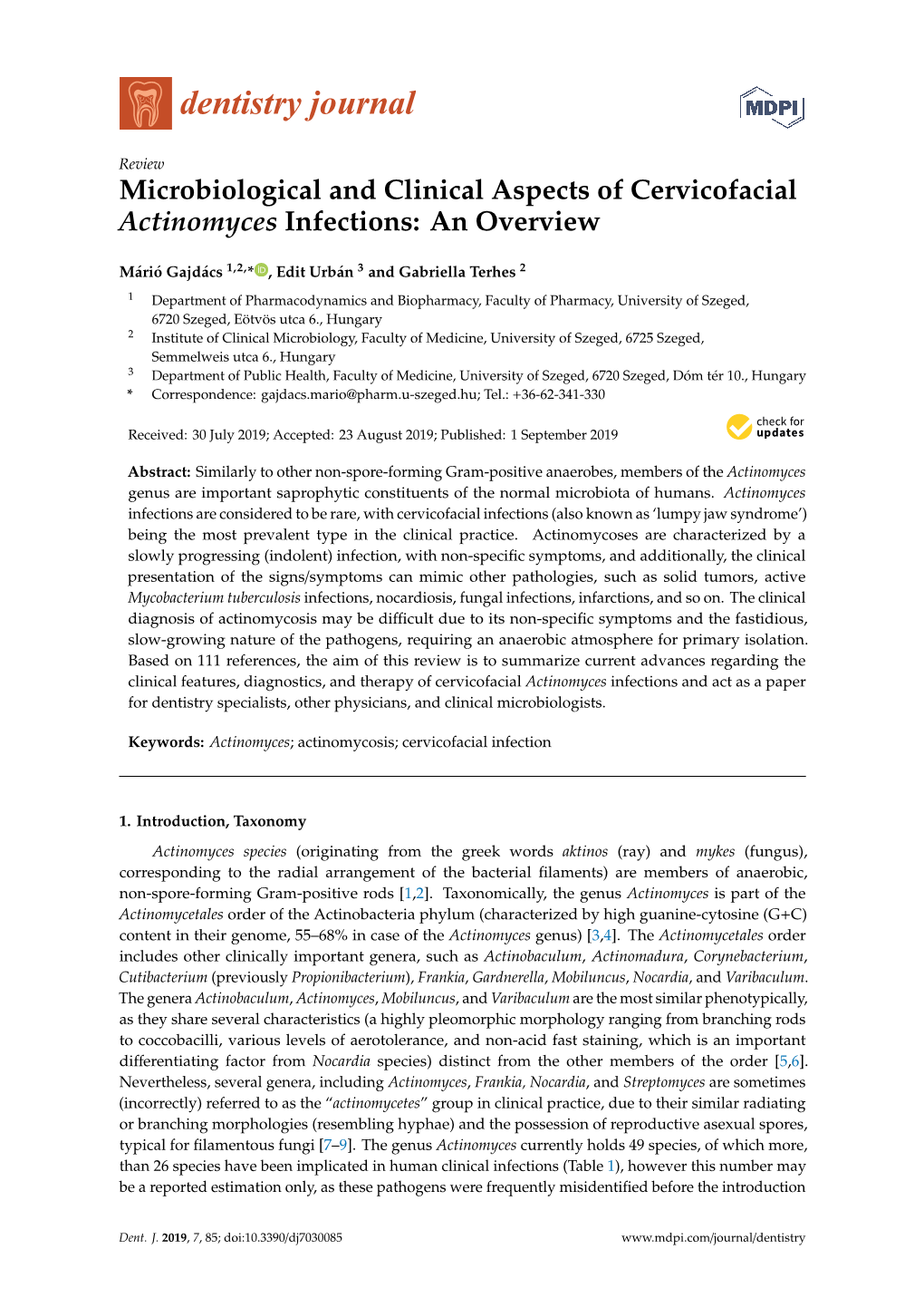 Microbiological and Clinical Aspects of Cervicofacial Actinomyces Infections: an Overview