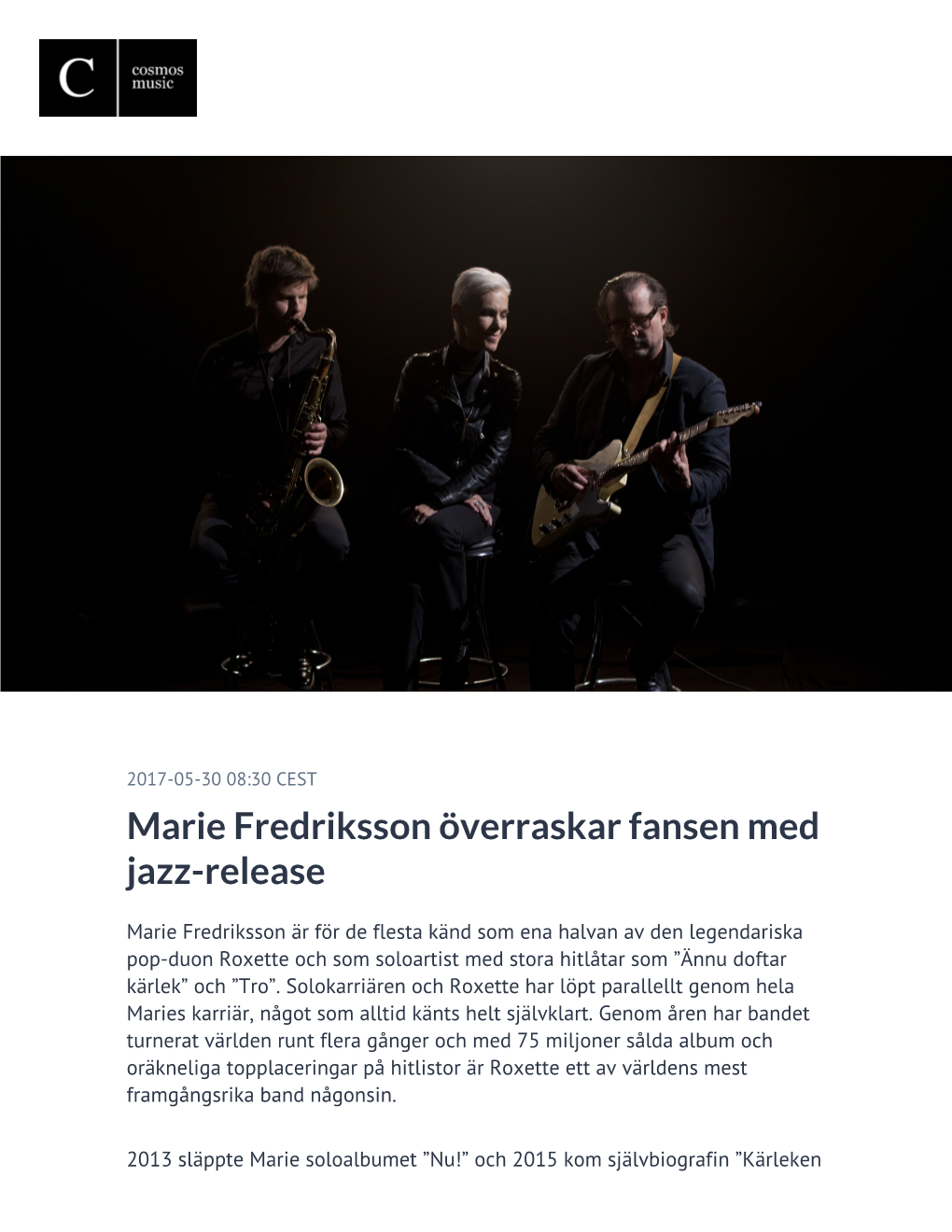 ​Marie Fredriksson Överraskar Fansen Med Jazz-Release