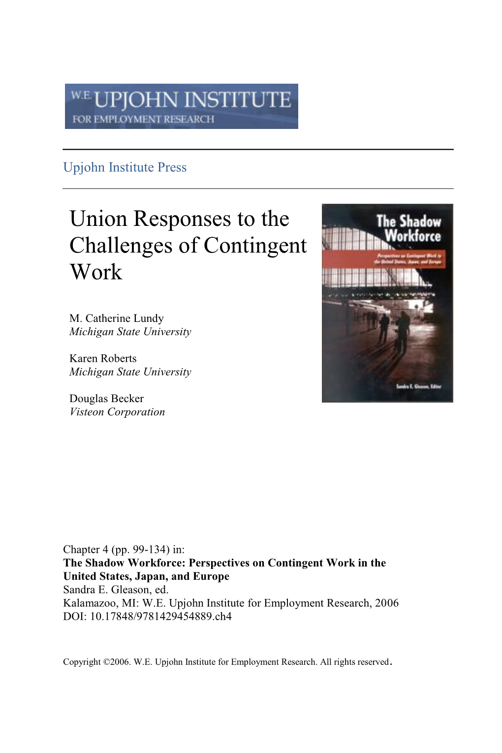 Union Responses to the Challenges of Contingent Work Arrangements