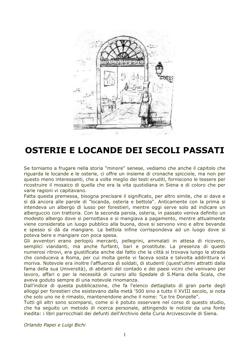 Osterie E Locande Dei Secoli Passati