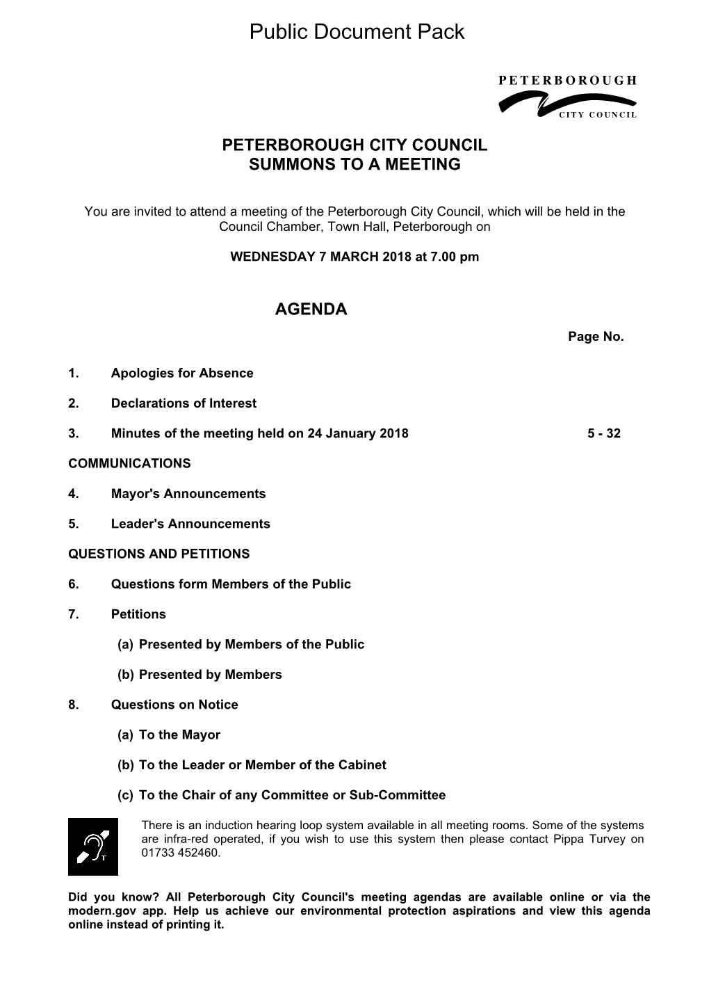 (Public Pack)Agenda Document for Council, 07/03/2018 19:00