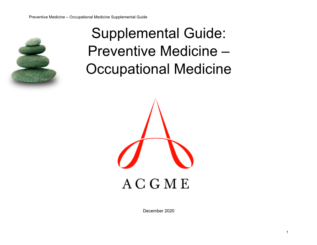 Preventive Medicine – Occupational Medicine Supplemental Guide