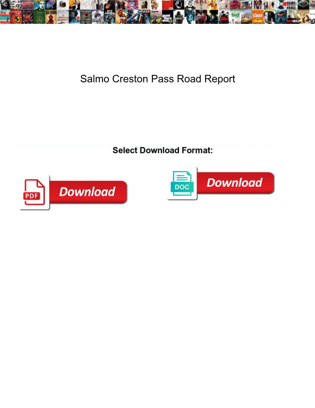 Salmo Creston Pass Road Report
