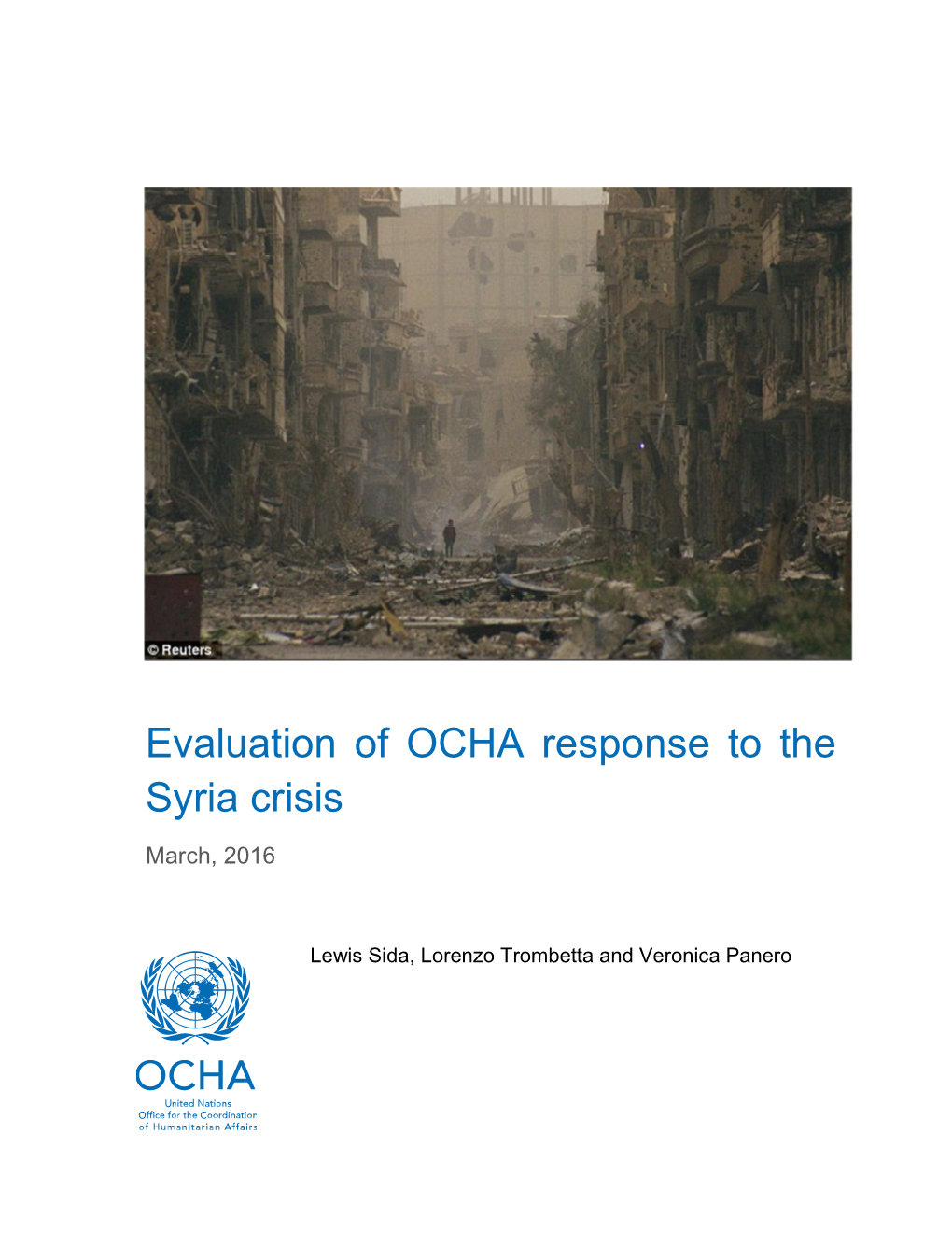 Evaluation of OCHA Response to the Syria Crisis