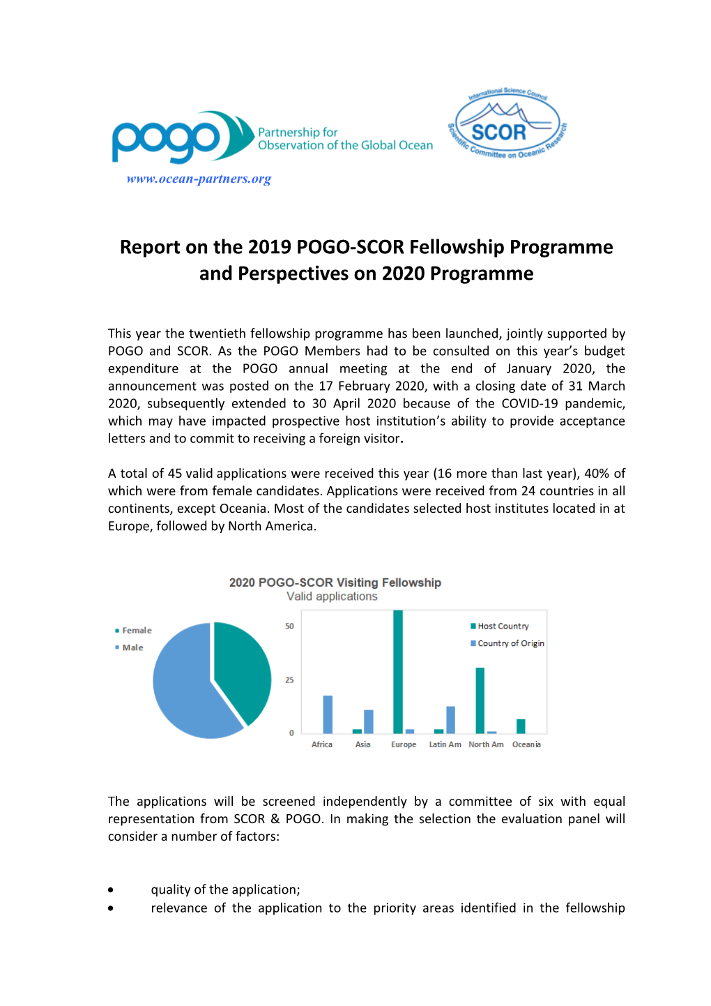 Report on the 2019 POGO-SCOR Fellowship Programme and Perspectives on 2020 Programme