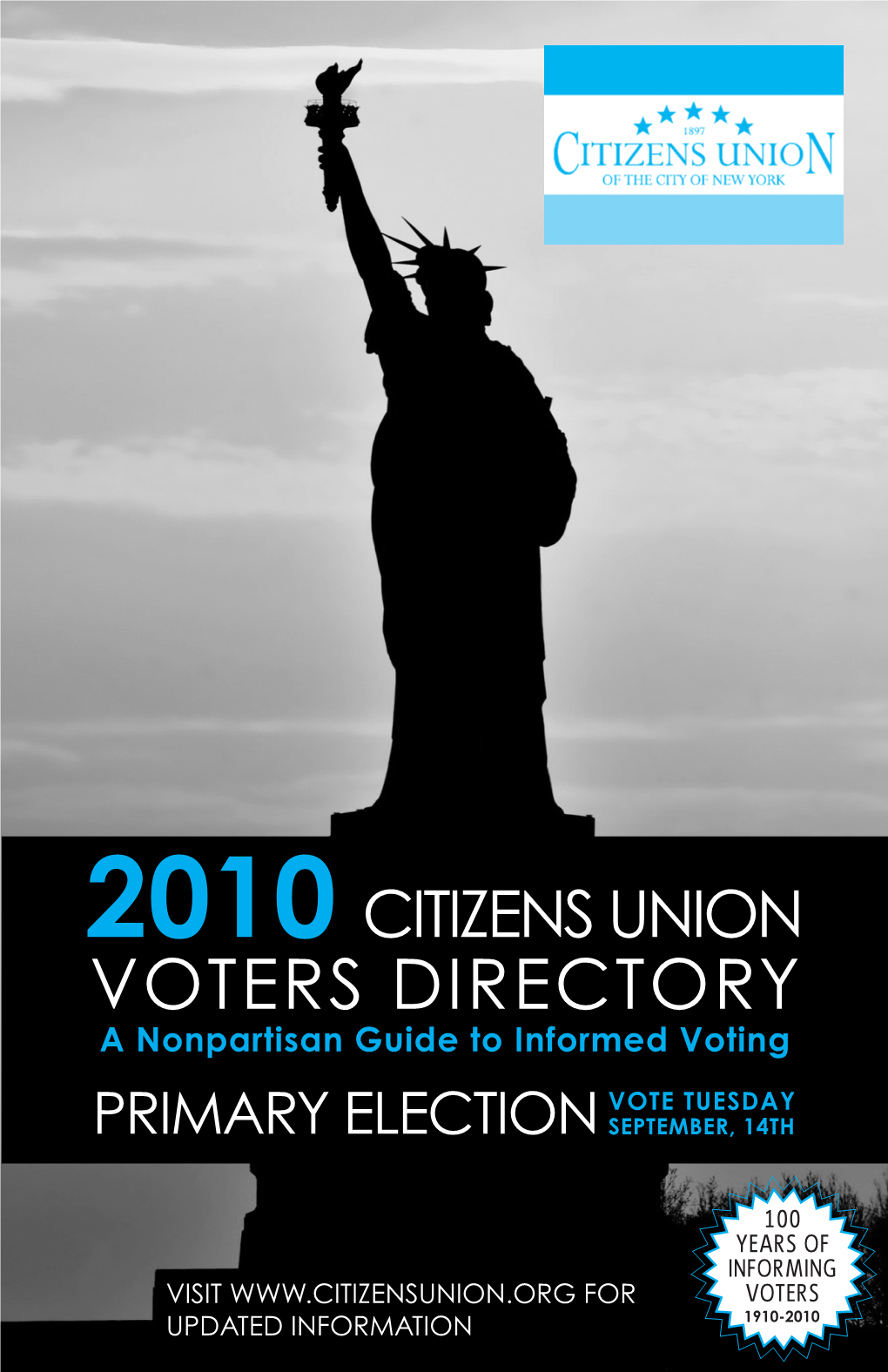 To Read 2010 Primary Election Citizens Union Voters Directory