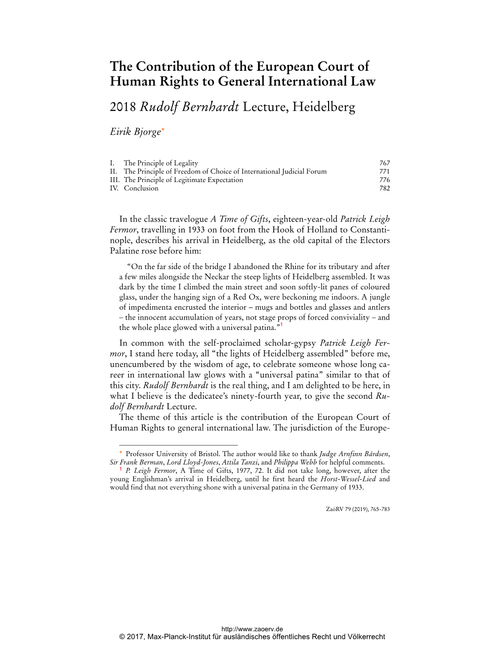 The Contribution of the European Court of Human Rights to General International Law