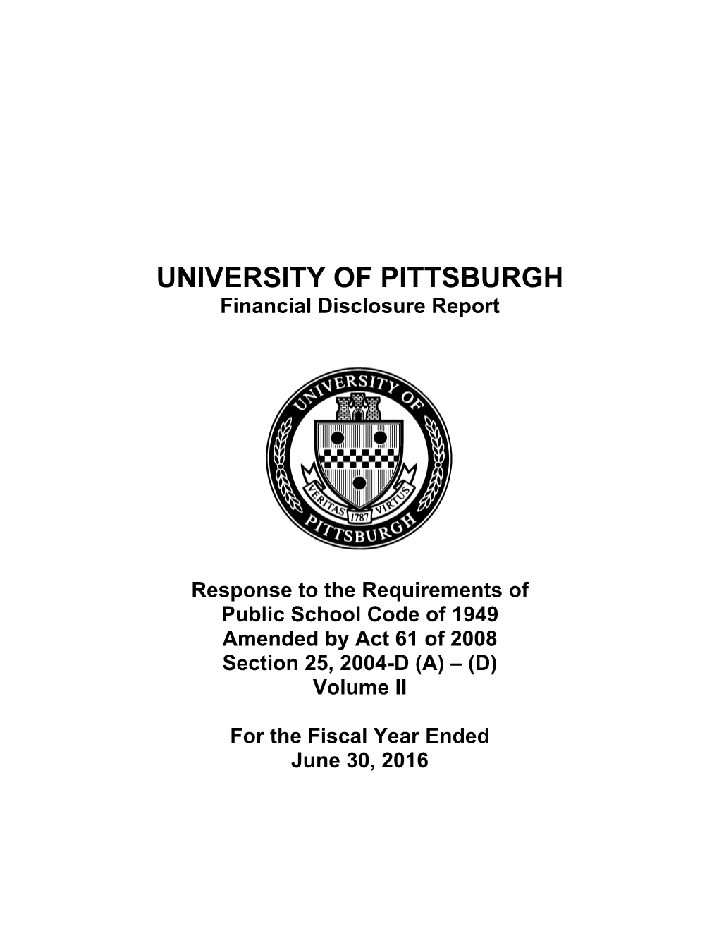 University of Pittsburgh Financial Report 2015-2016 Volume II