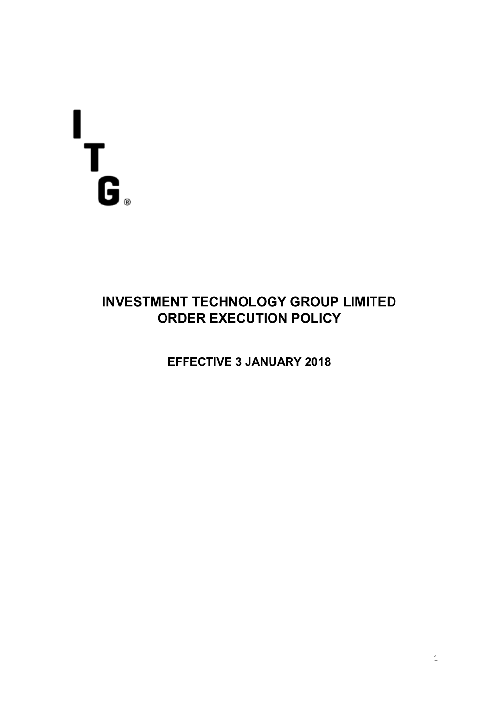 Investment Technology Group Limited Order Execution Policy