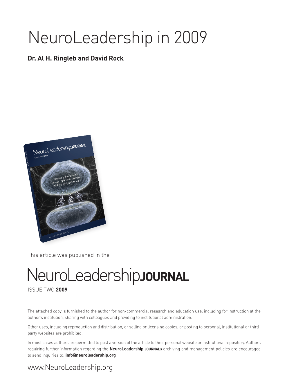 Neuroleadership in 2009