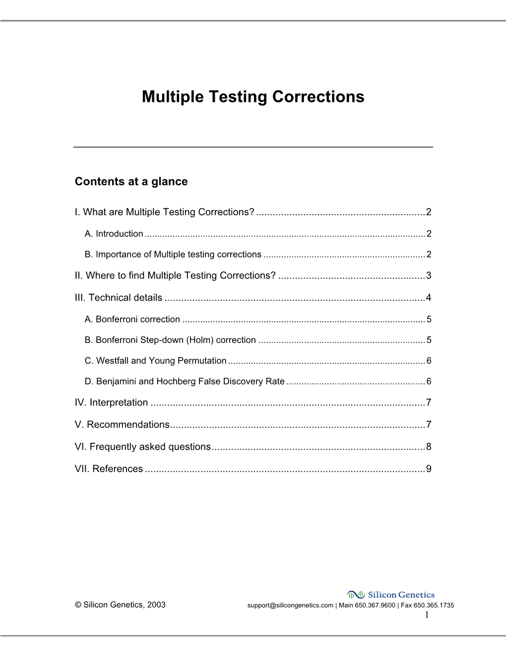 Multiple Testing Corrections