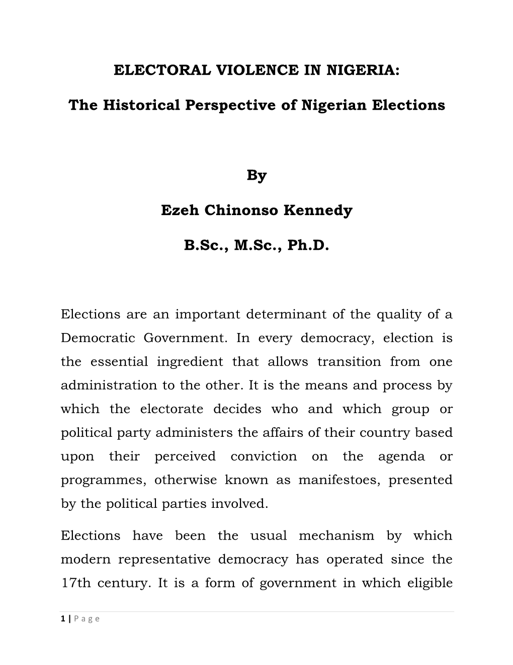 Electoral Violence in Nigeria