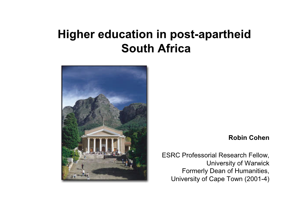 Higher Education in Post-Apartheid South Africa