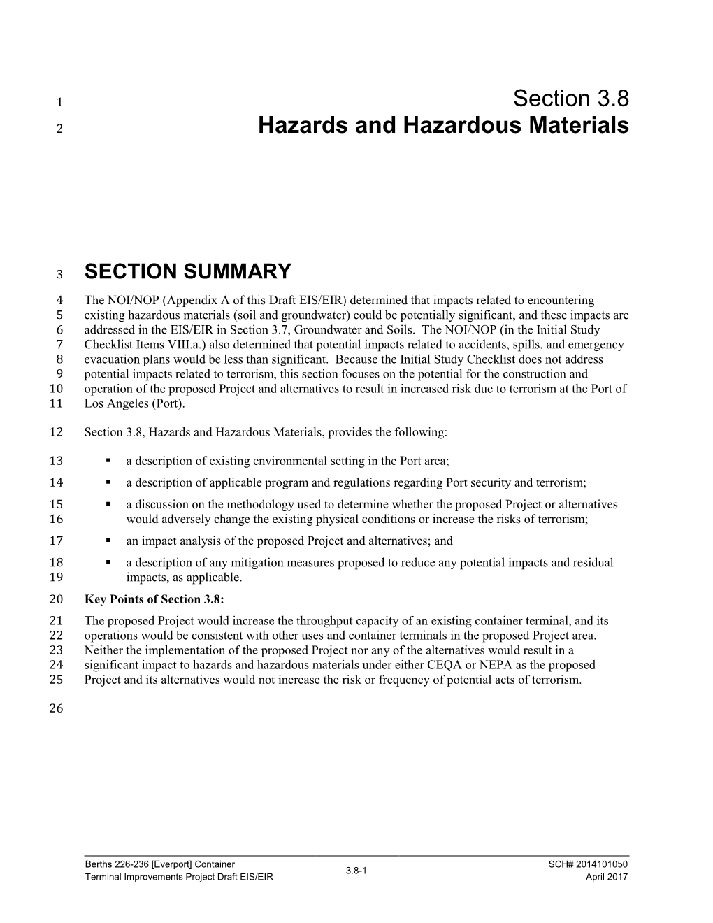 Section 3.8 Hazards and Hazardous Materials