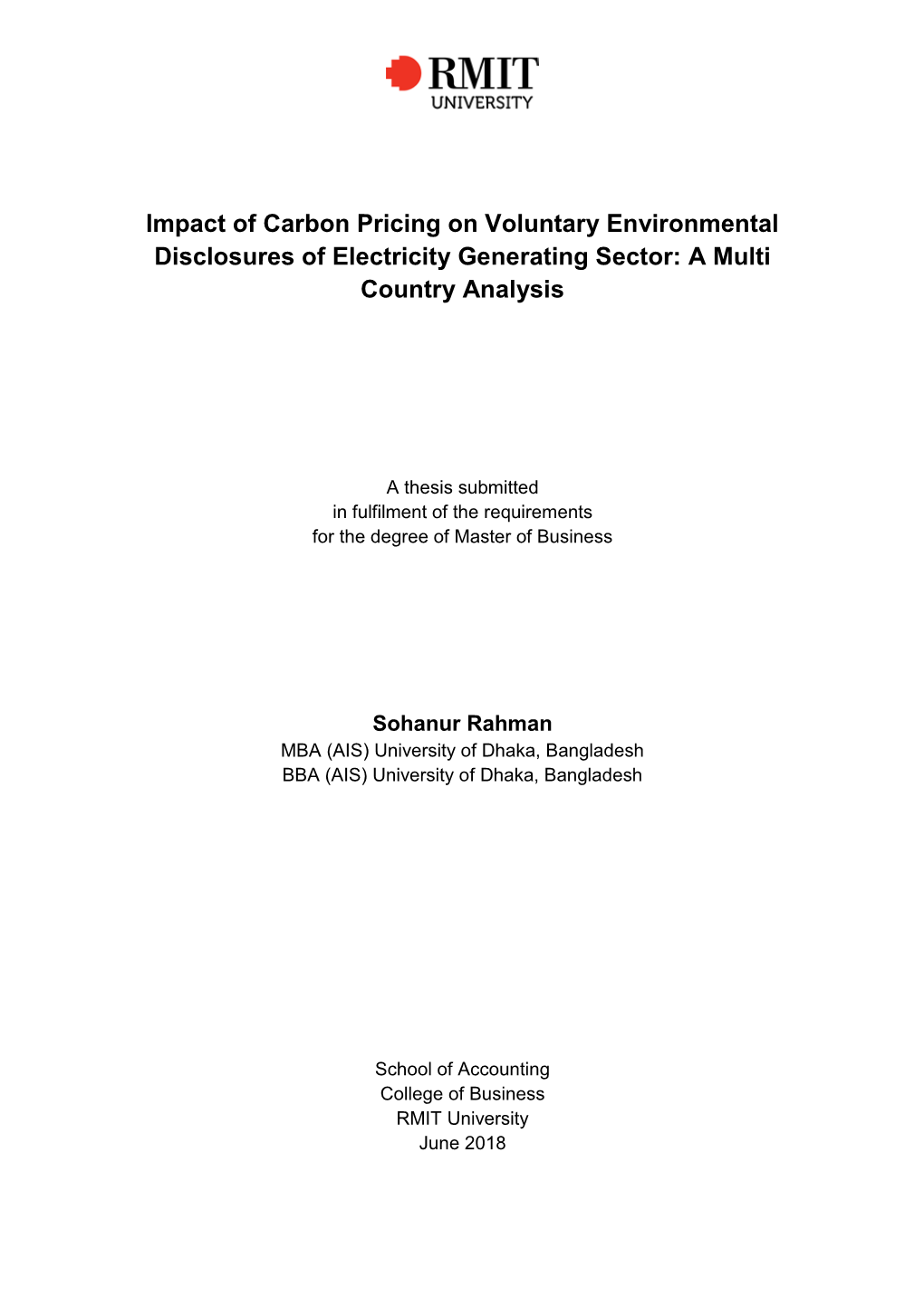 Impact of Carbon Pricing on Voluntary Environmental Disclosures of Electricity Generating Sector: a Multi Country Analysis