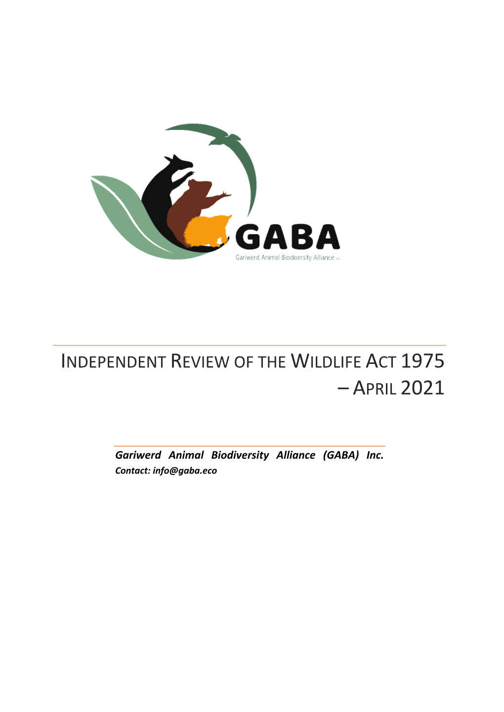 Independent Review of the Wildlife Act 1975 – April 2021