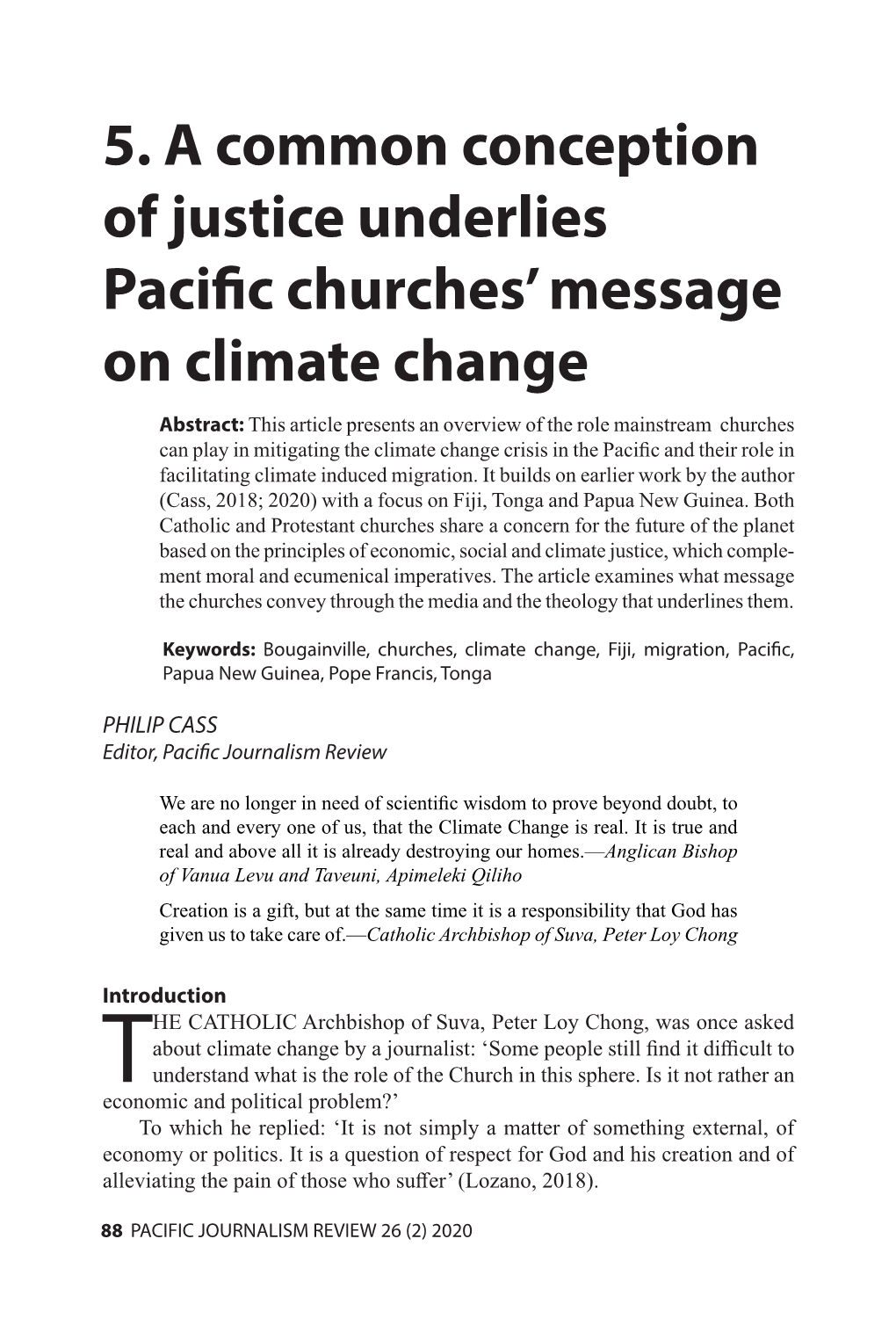 5. a Common Conception of Justice Underlies Pacific Churches’ Message on Climate Change