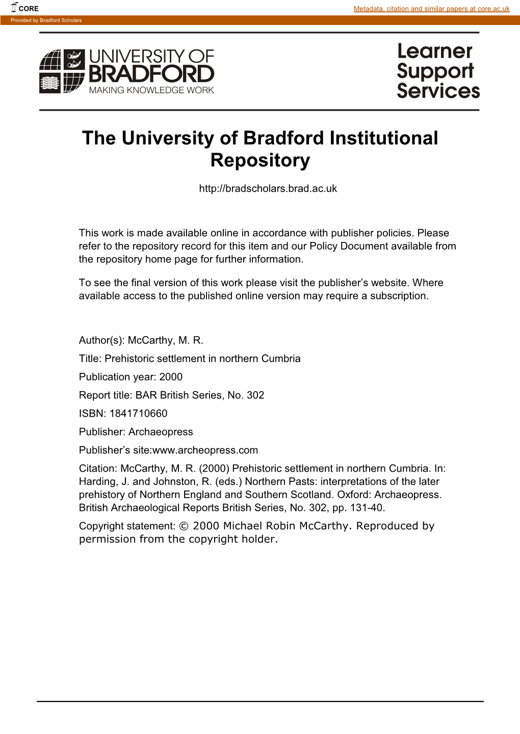 The University of Bradford Institutional Repository