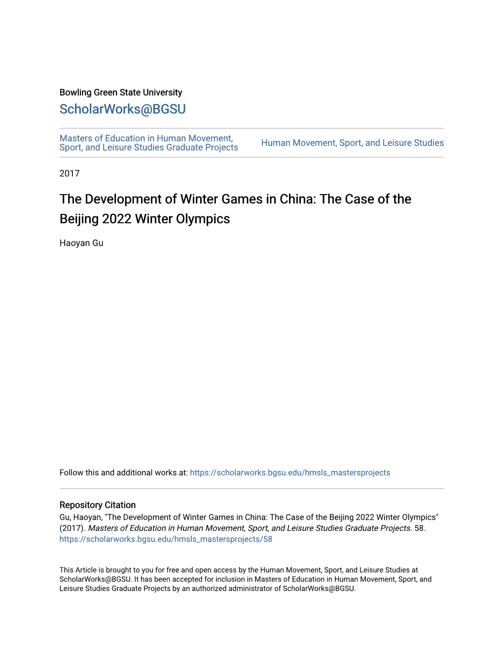 The Case of the Beijing 2022 Winter Olympics