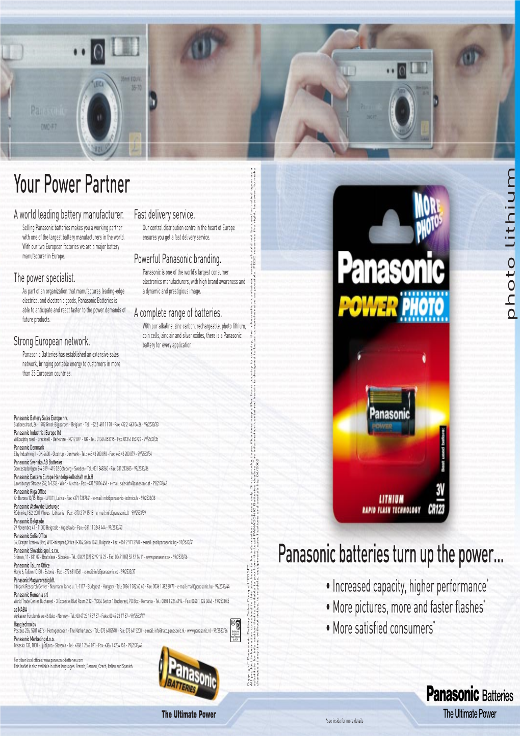 Photo Lithium Panasonic Batteries Turn up the Power… Your Power Partner