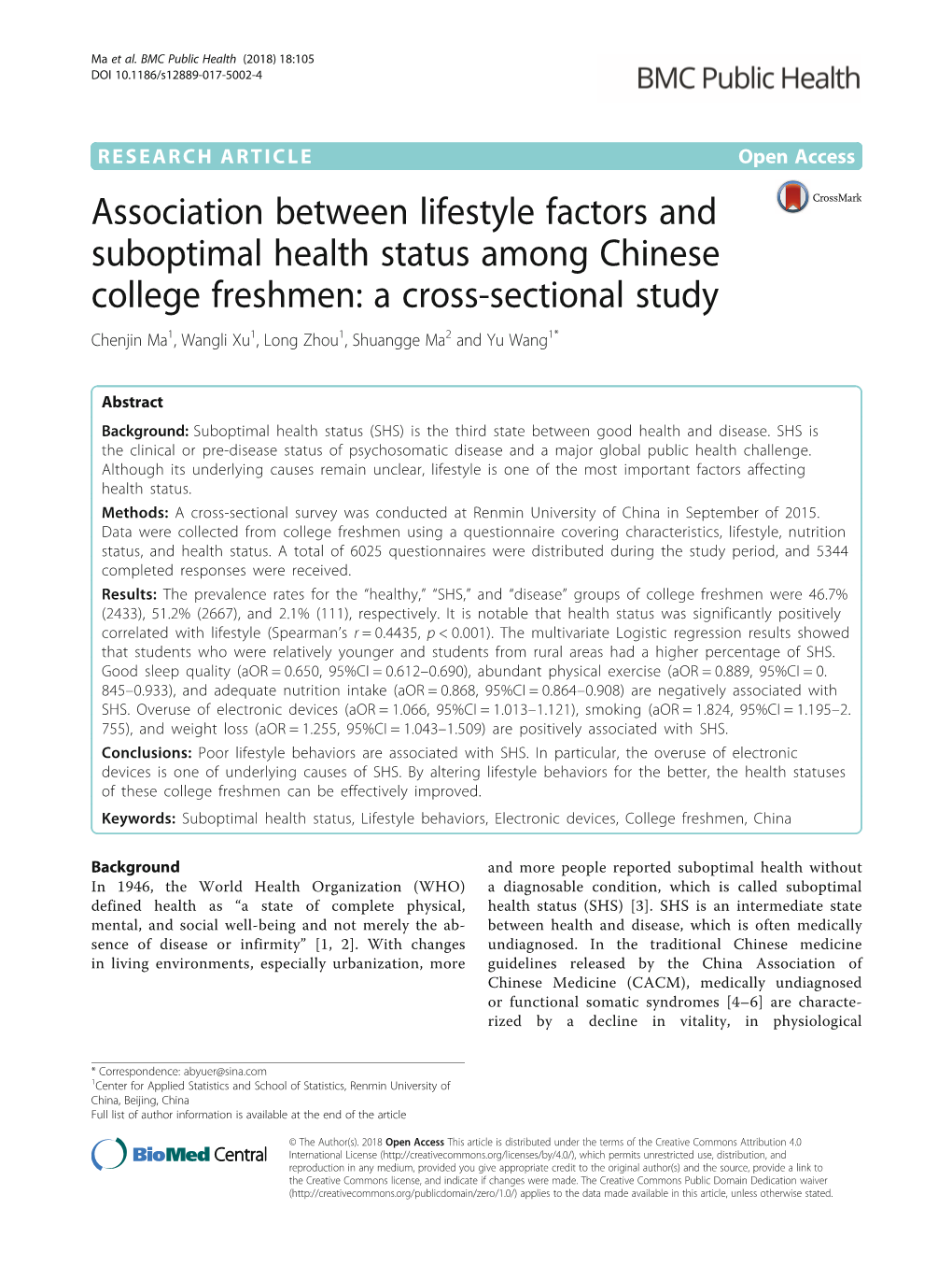 Association Between Lifestyle Factors And