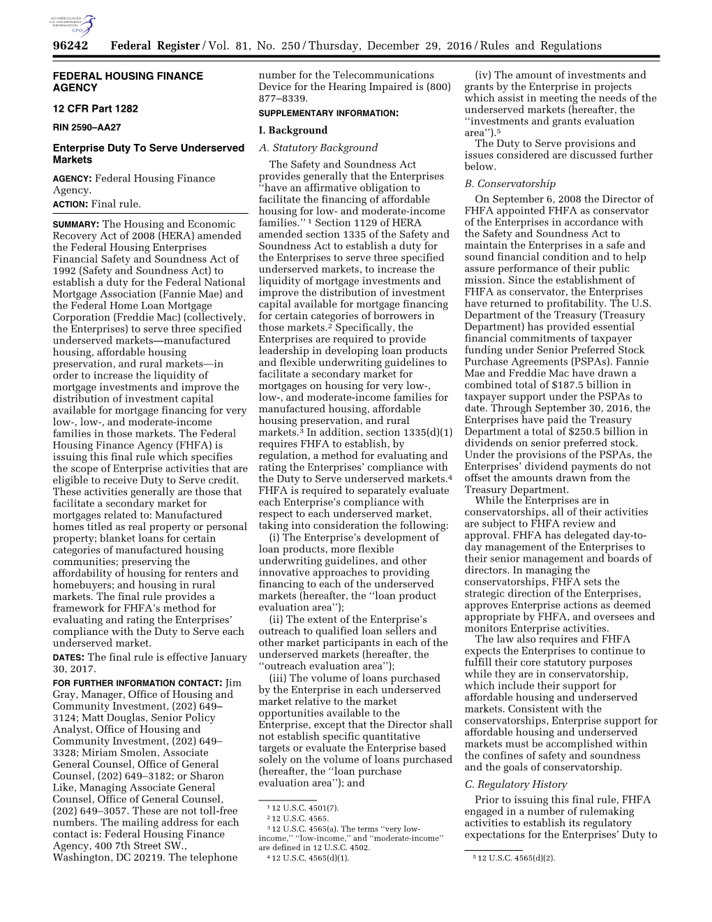 Federal Register/Vol. 81, No. 250/Thursday, December 29, 2016