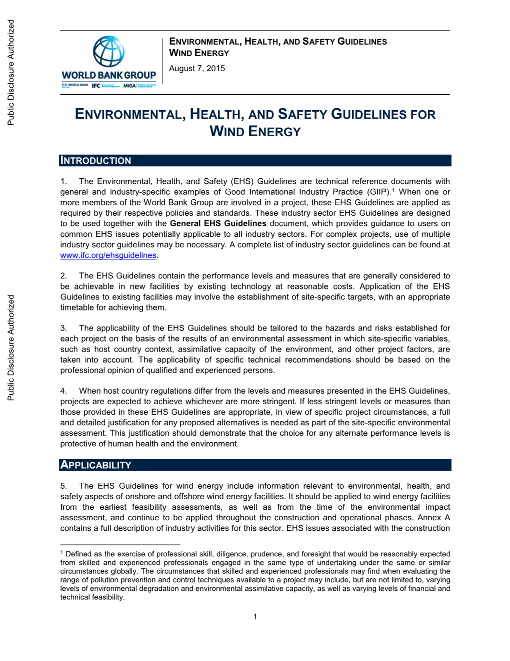 Environmental, Health, and Safety Guidelines for Wind Energy