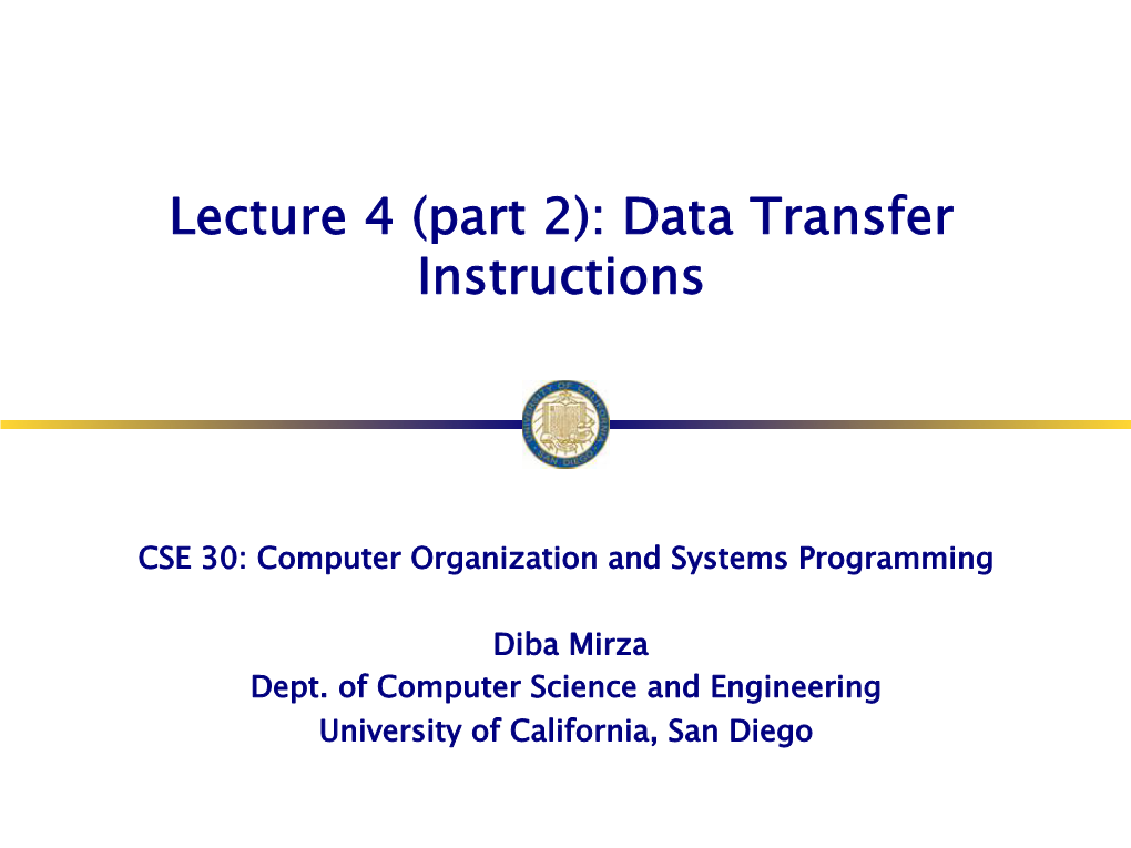 Lecture 4 (Part 2): Data Transfer Instructions