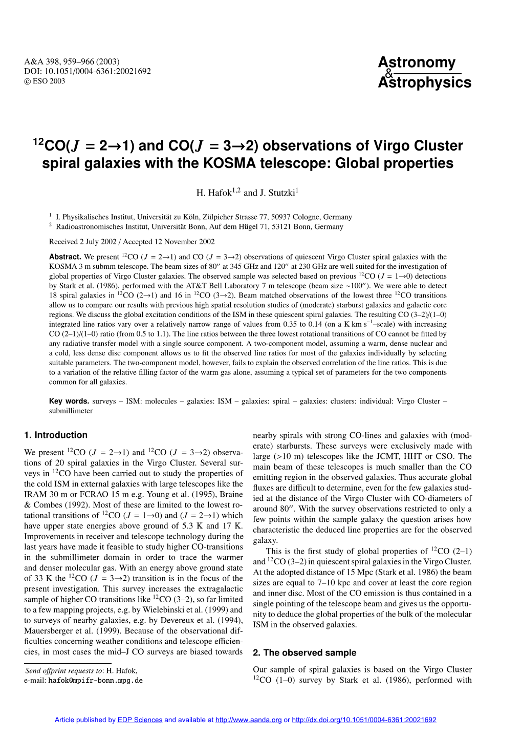 And CO(${\Vec J}=$ 3$\To$2) Observations of Virgo Cluster Spiral Galaxies with the KOSMA