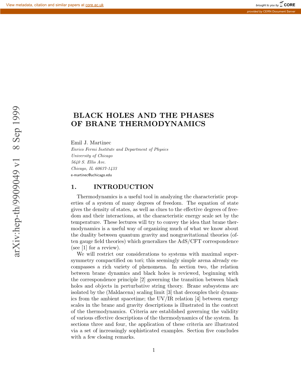 Arxiv:Hep-Th/9909049 V1 8 Sep 1999 I E Ficesnl Ohsiae Xmls Eto ﬁ Section Remarks