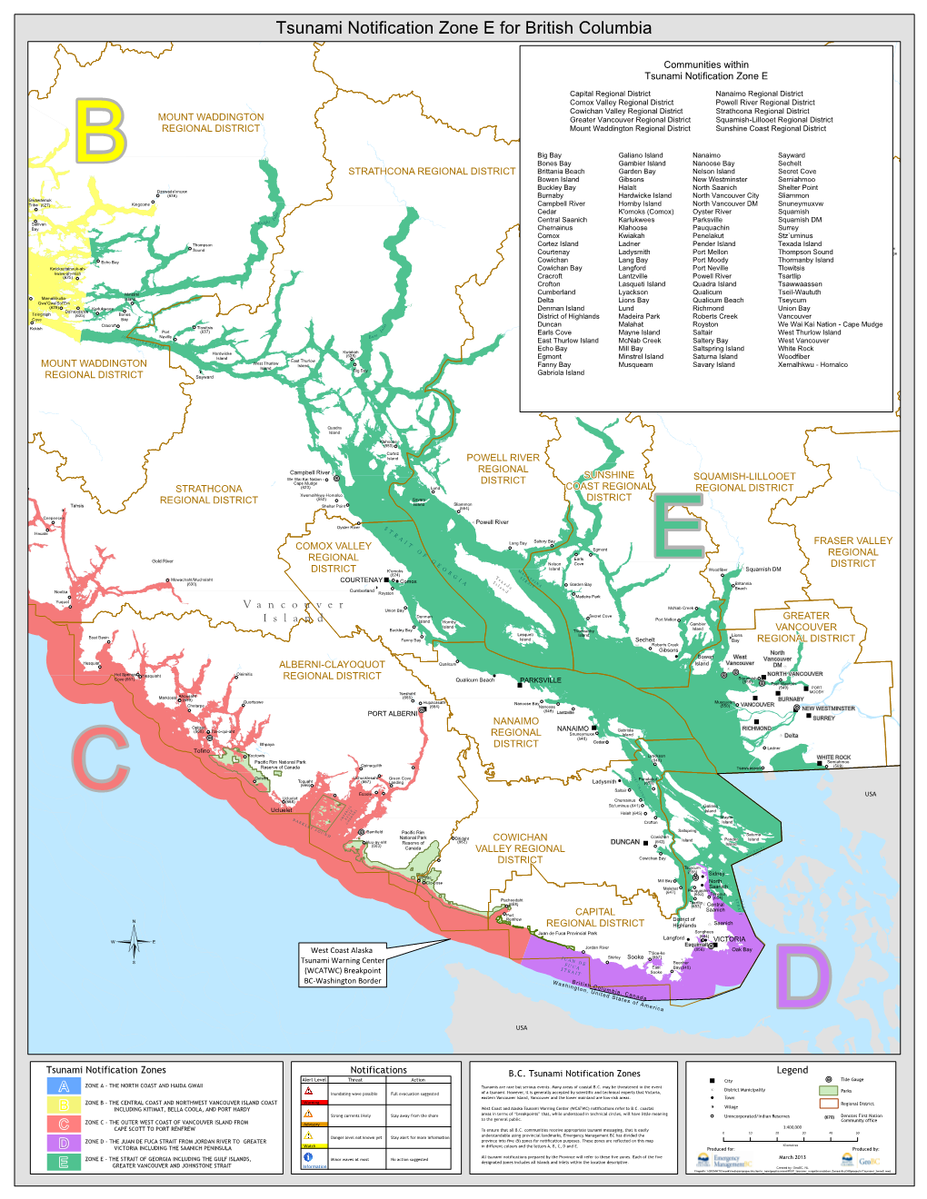 Tsunami Notification Zone E for Brish Columbia