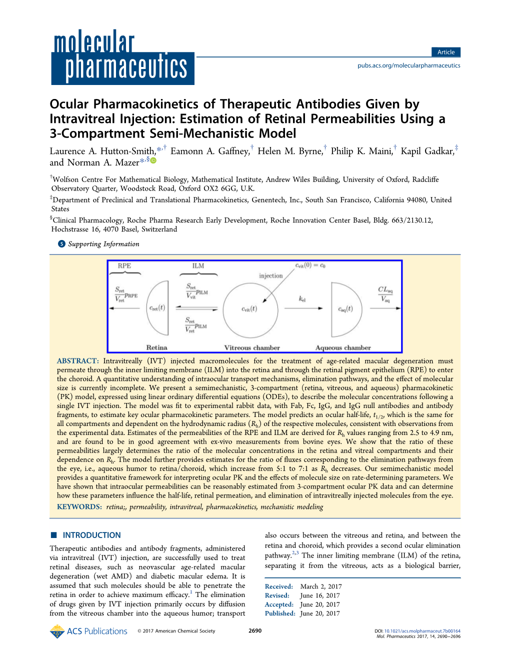 Ocular Pharmacokinetics of Therapeutic Antibodies Given By