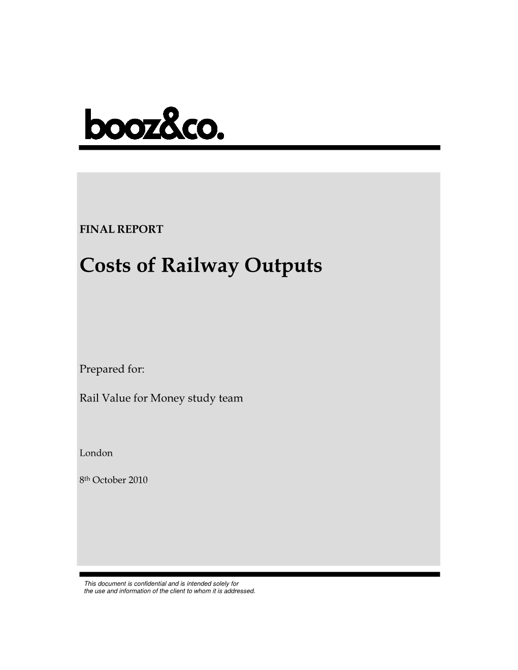 Cost of Railway Outputs