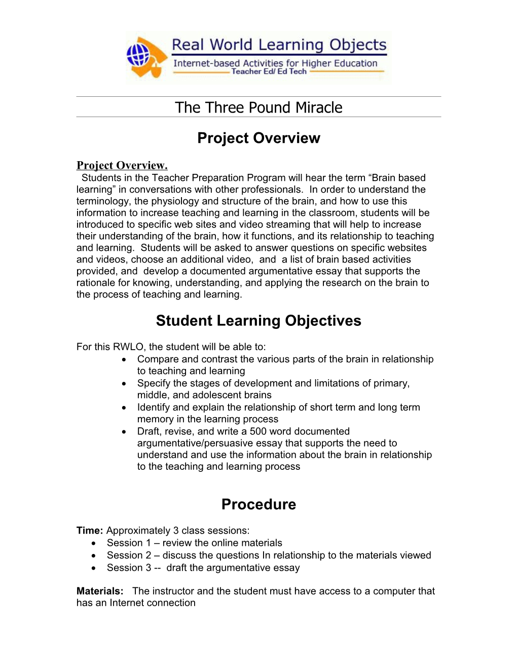 Educational Technology RWLO Template Title Placeholder